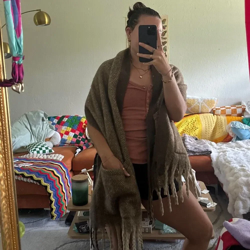 Unbranded Women's Brown and Tan Scarf-wraps